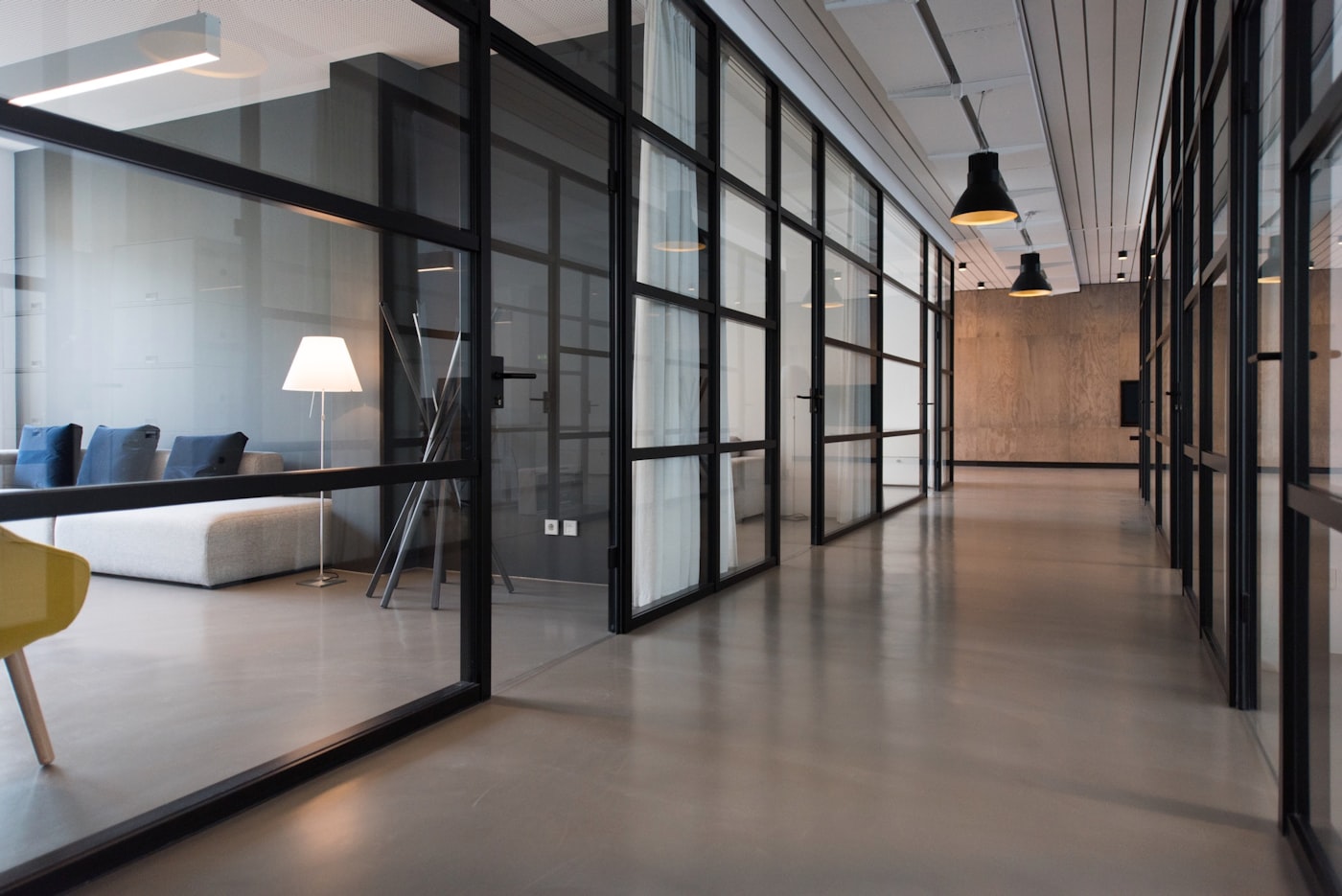 A clean, modern workplace ready for the day